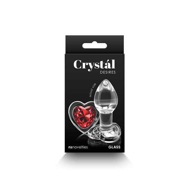 Crystal Desires Clear Small Butt Plug with Red Heart Gem Case