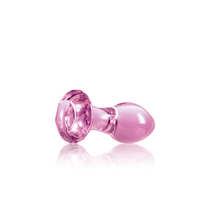 Crystal Gem Pink Glass Butt Plug Side View