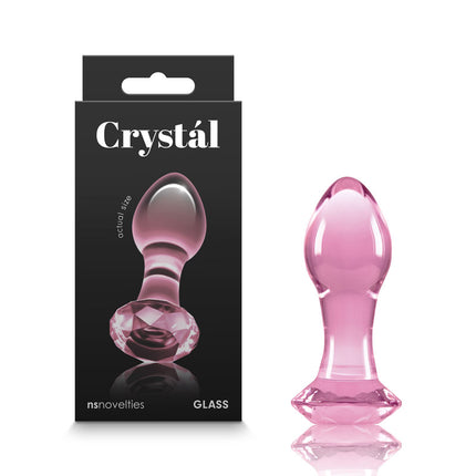 Crystal Gem Pink Glass Butt Plug with Box