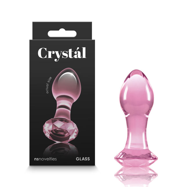 Crystal Gem Pink Glass Butt Plug with Box