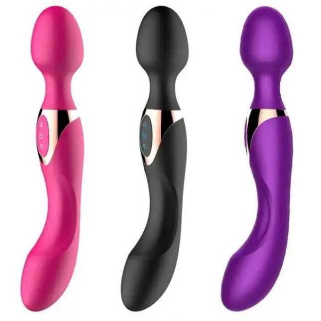 Curved Double Ended Wand Massager in Pink, Purple and Black