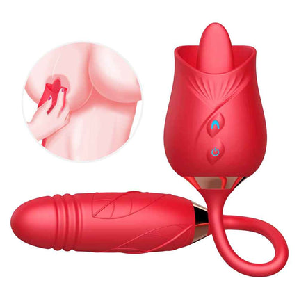 Double Ended Tongue Licking G Spot Rose Toy