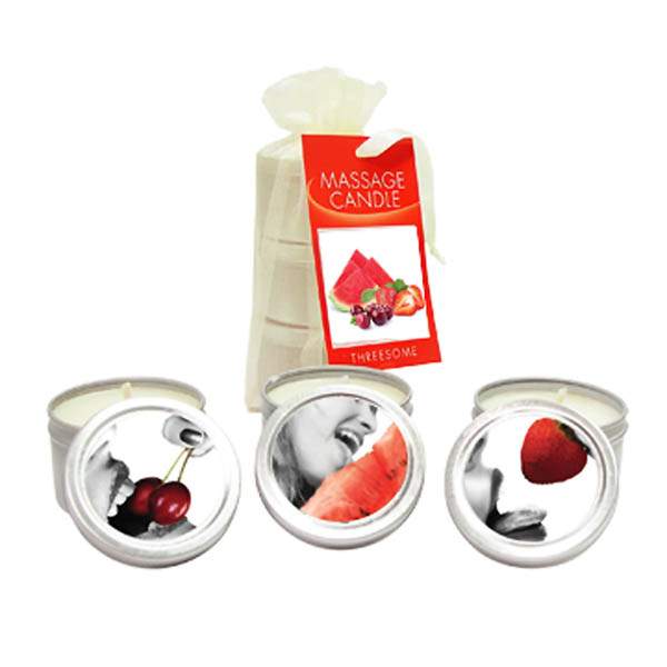 Edible Massage Candle Threesome Pack Watermelon, Cherry & Strawberry