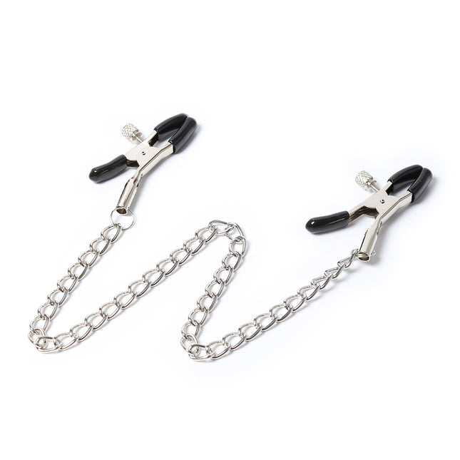 Elegant Silver Chain Nipple Clamps in Black