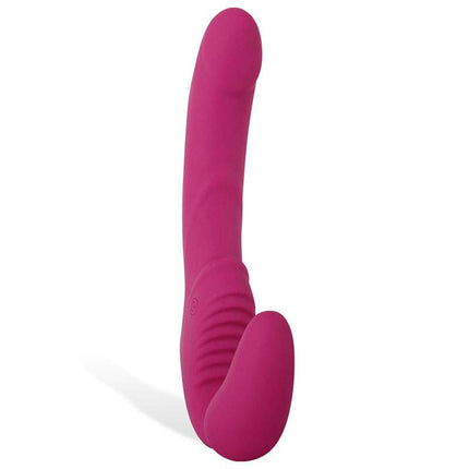 Eve's Pink Vibrating Strapless Strap-On Front View