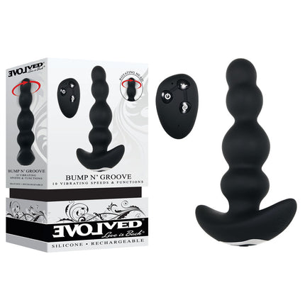 Evolved Bump N Groove Black Rechargeable Butt Plug