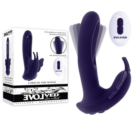 Evolved LORD OF THE WINGS Butterfly Vibrator Purple with Case and Remote Control