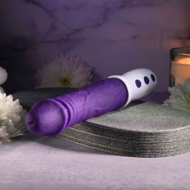 Evolved PLUM THRUST Vibrating Dildo with White Handle