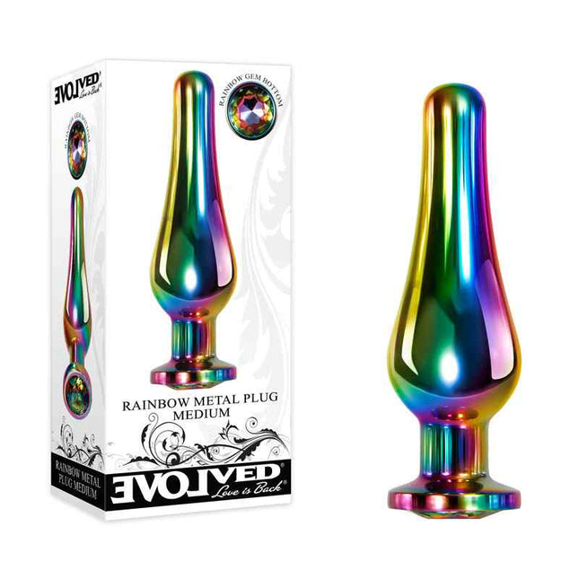 Evolved Rainbow Metal Anal Plug with White Box