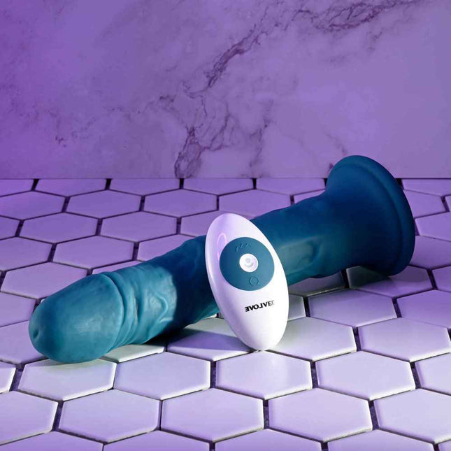 Evolved TSUNAMI Vibrating Dildo Blue with Remote Control