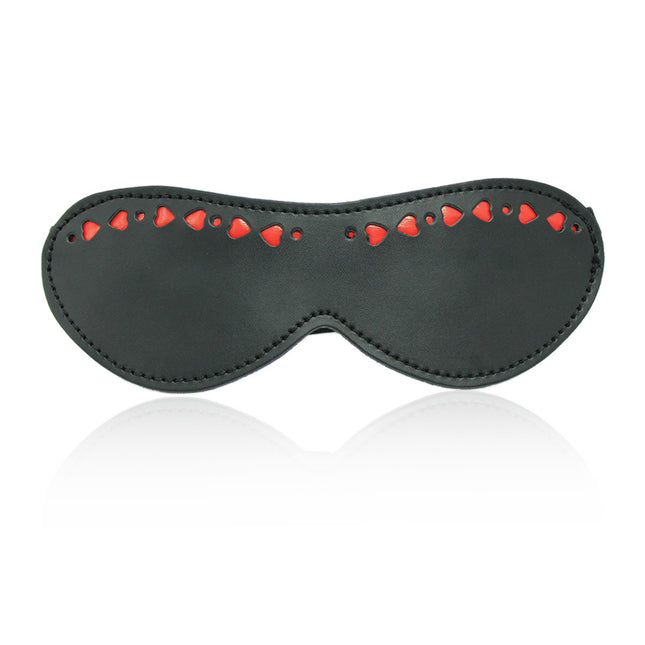 Exotic Black Bondage Nylon Blindfolds with Red Heart Shapes