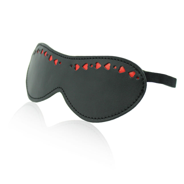 Exotic Black Nylon Blindfolds with Red Heart Shapes