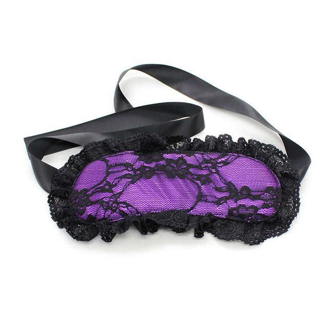 Exotic Black and Purple Lace Blindfold