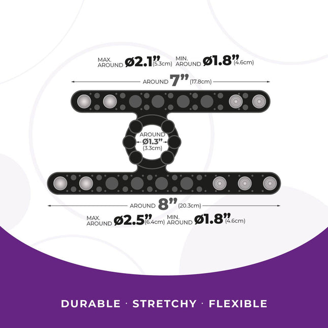 Strap The Balls Black Adjustable Cock & Ball Rings Size Chart for 7inches around