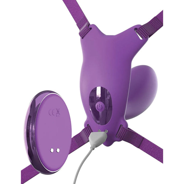 Fantasy For Her Ultimate G-Spot Butterfly Strap-On Stimulator Purple with Wireless Remote