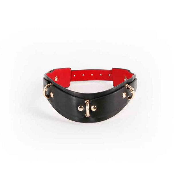 Fetish & Fashion - Lilith Black Collar with Luxe Red Lining