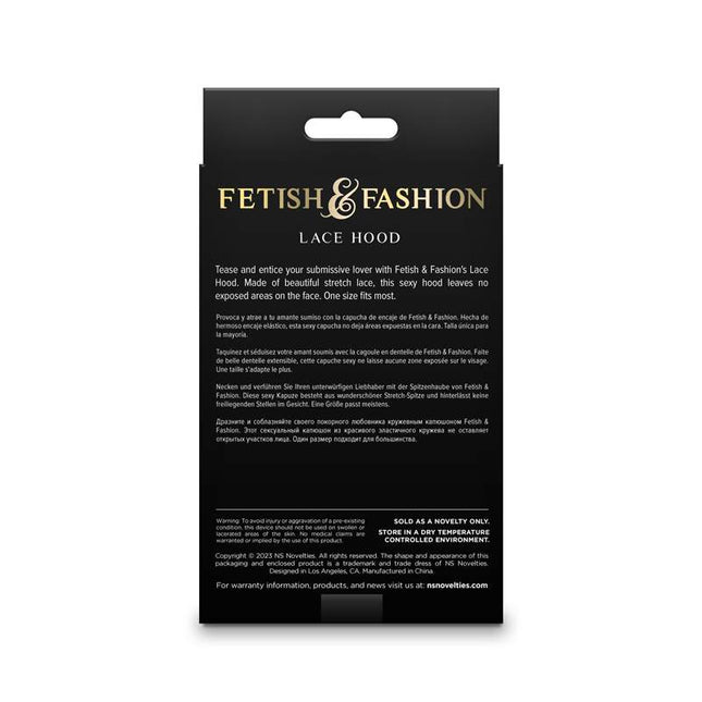 Fetish & Fashion Lace Hood - Black Instructions on Box