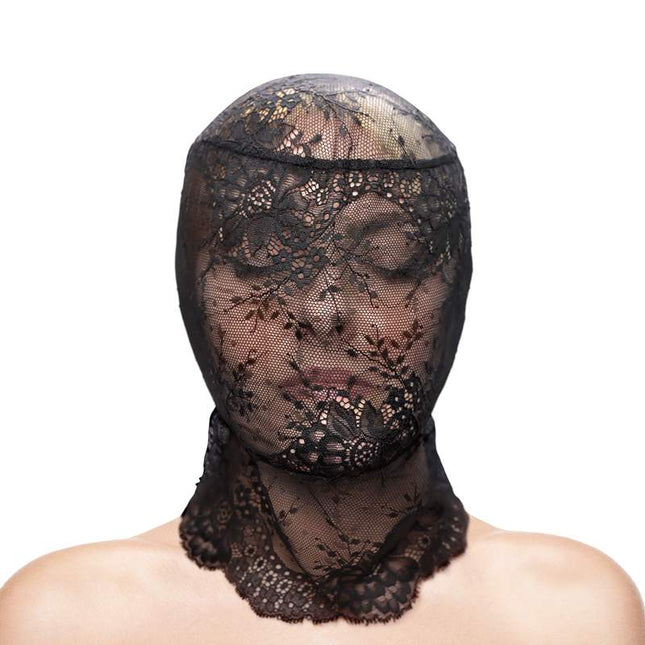 Fetish & Fashion Lace Hood - Black on Girl