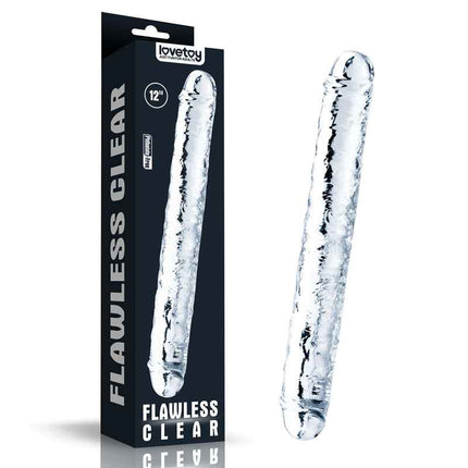 Flawless Clear 12 Inch Double Dildo With Case