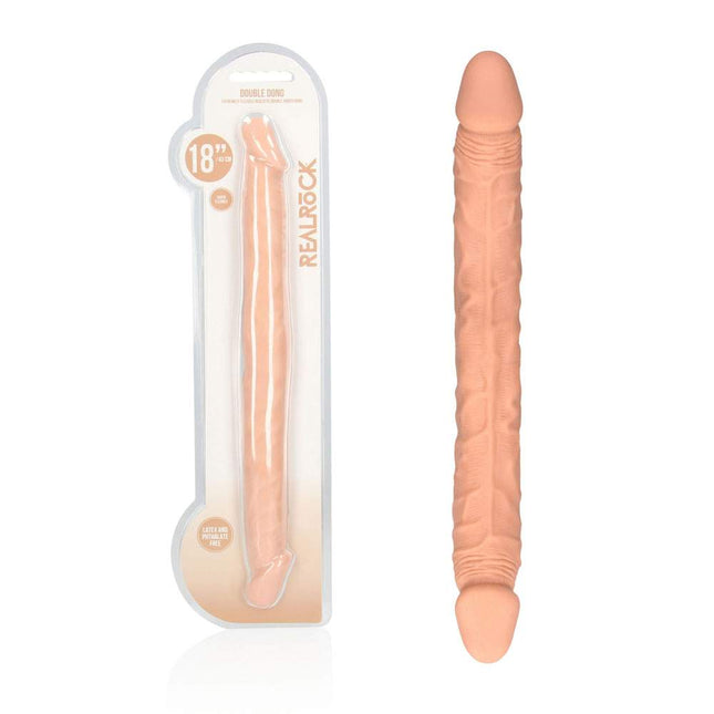 Flesh REALROCK 18 Inch Double Ended Dildo with Case