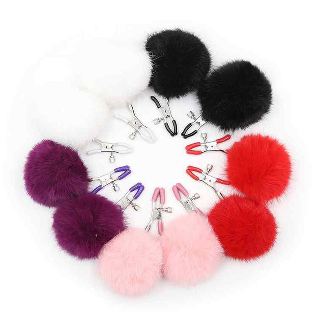 Fluffy Balls Nipple Clamps