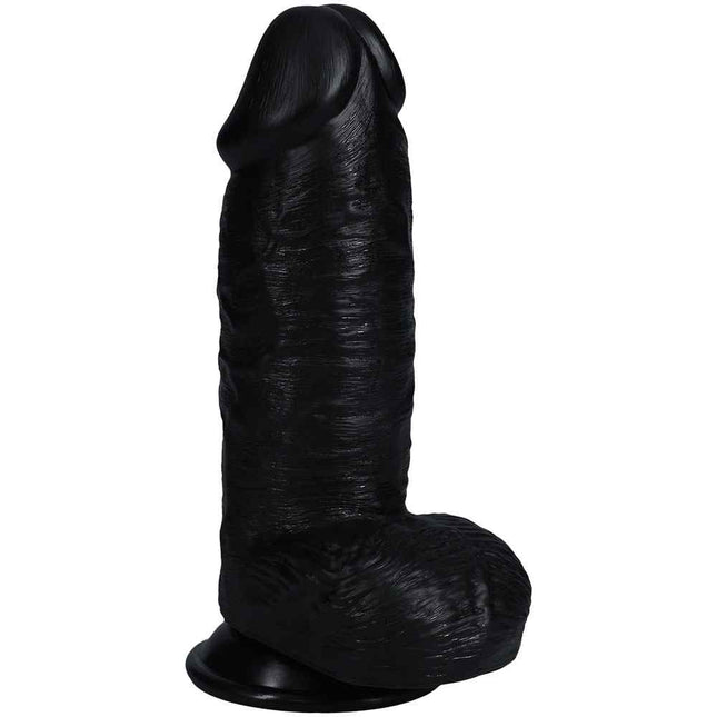 Front View of Black Suction Cup Thick Dildo