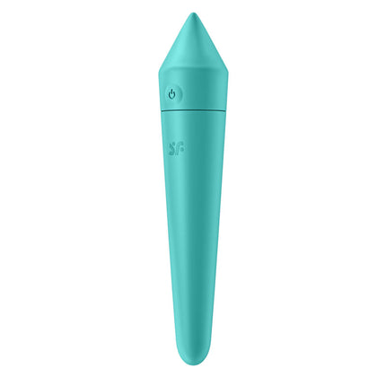 Front on view of Satisfyer Ultra Power Bullet 8 Vibrator with App Control Turquiose