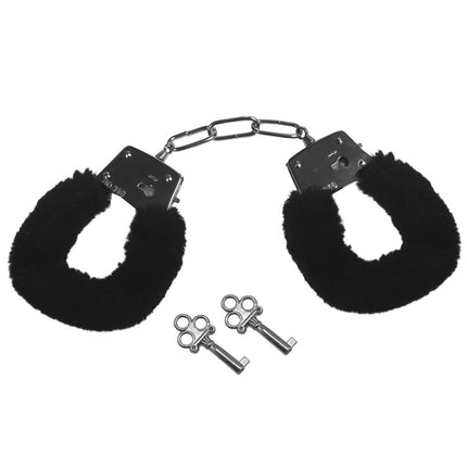 Furry Black Handcuffs with 2 x Keys