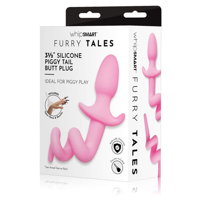 Furry Tales 3.5 Inch Silicone Piggy Tail Pink Butt Plug