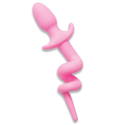 Furry Tales 3.5 Inch Silicone Piggy Tail Pink Pink Butt Plug Side View