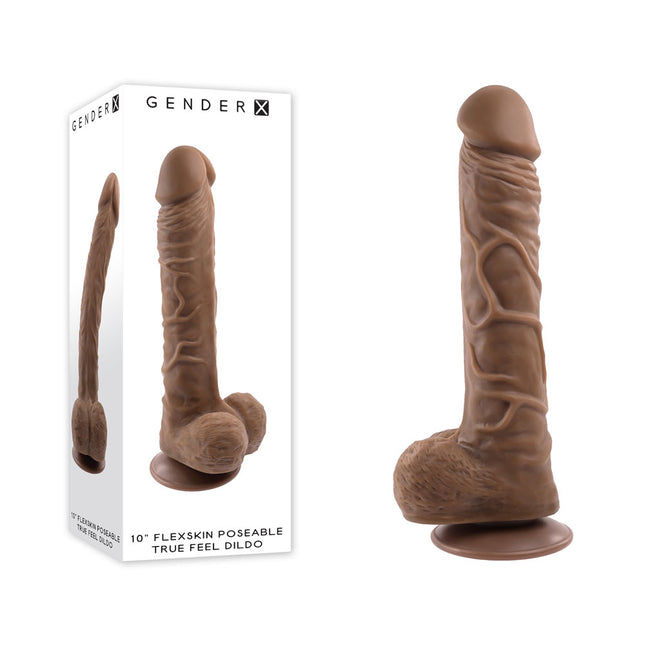 Gender X 10'' Flexskin True Feel Dark Realistic Dildo