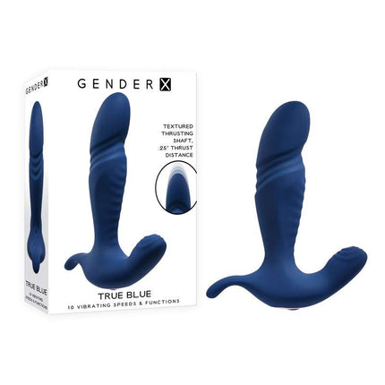 Gender X TRUE BLUE Thrusting Prostate Massager with Case and Toy