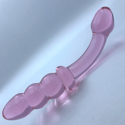 Glass Double Ended Beaded G Spot Dildo Upright