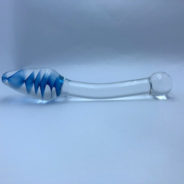 Glass Double Ended Dildo 6 Inch Laying Flat