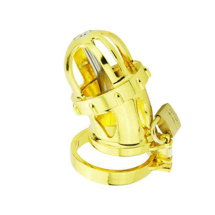 Golden Plated Chastity Cage with Padlock