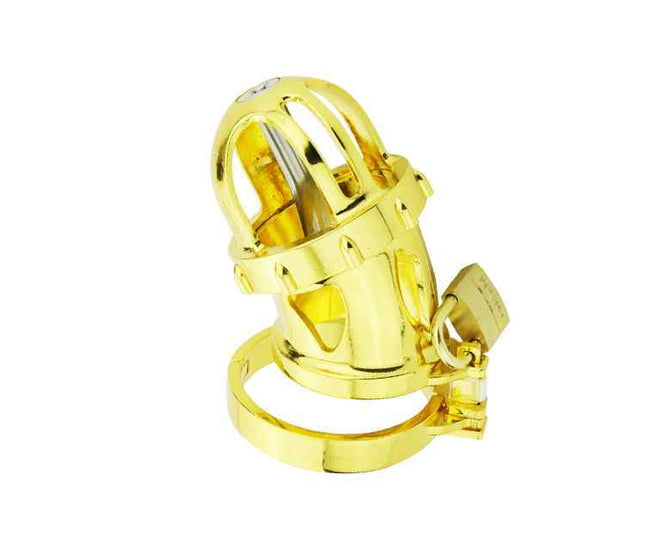 Golden Plated Chastity Cage with Padlock