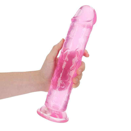 Hand Holding Pink REALROCK 12 Inch Suction Cup Dildo