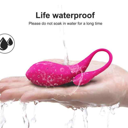 Hand Holding Pink Love Egg Vibrator with Water Falling