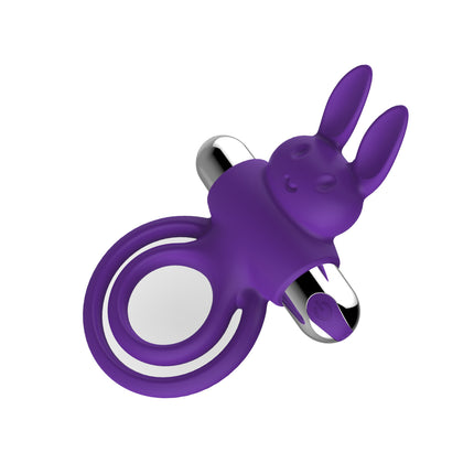 Purple Happy Rabbit USB Rechargeable Vibrating Cock Ring Side Angle