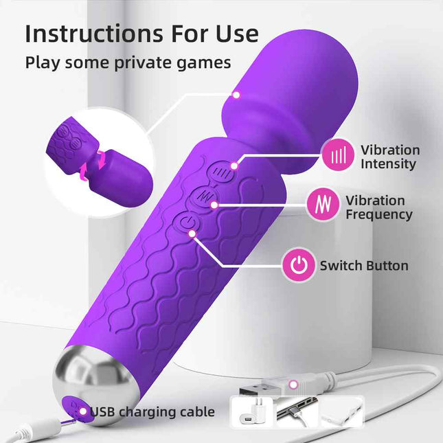 How to use Purple 20 Vibrating Patterns Wand Massager