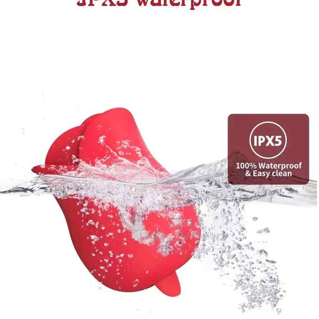 IPX5 Waterproof Sucking & Tongue Licking Rose Vibrator