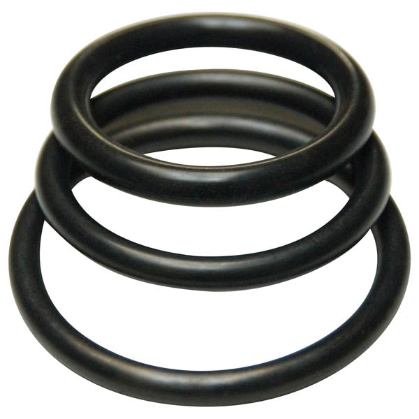 KinkLab Black Rubber Cock Rings - Set of 3 Sizes