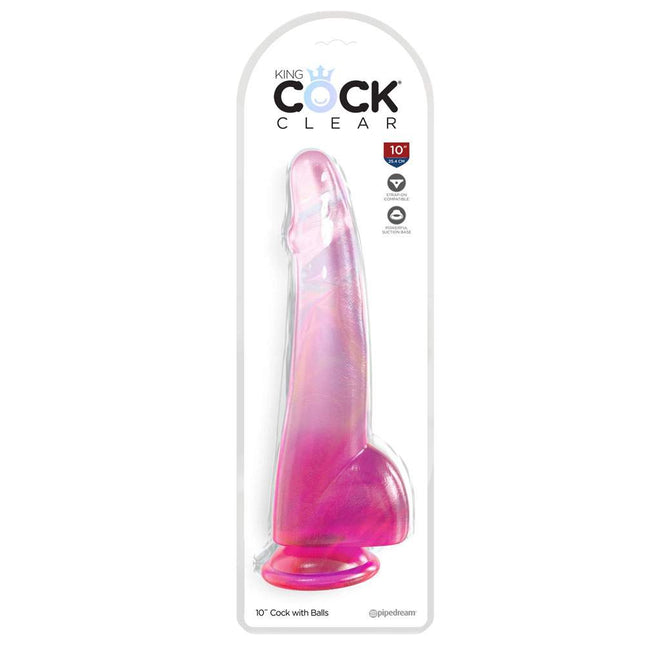 King Cock 10 Inch Dildo with Balls - Pink Case Only