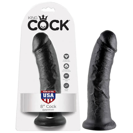 King Cock 8'' Black Suction Cup Dildo