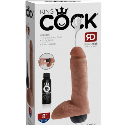 King Cock 8 inch Tan Squirting Realistic Dildo with Balls