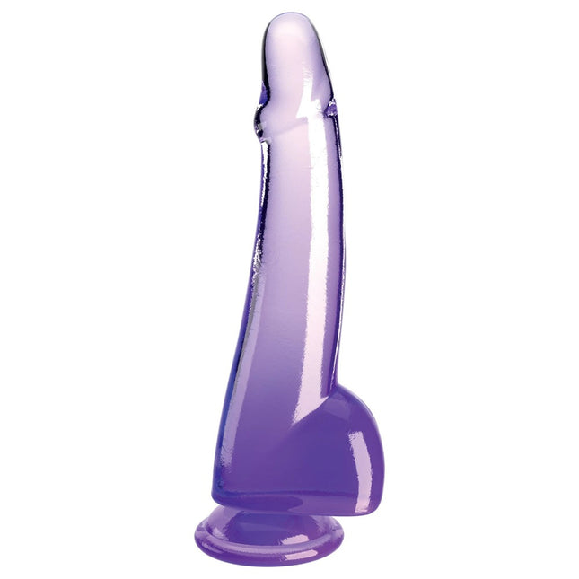 King Cock Clear 10'' Cock with Balls - Purple Suction Cup Base