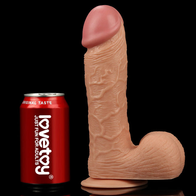 King Size 9'' Realistic Dildo - Flesh next to coke can for sizing