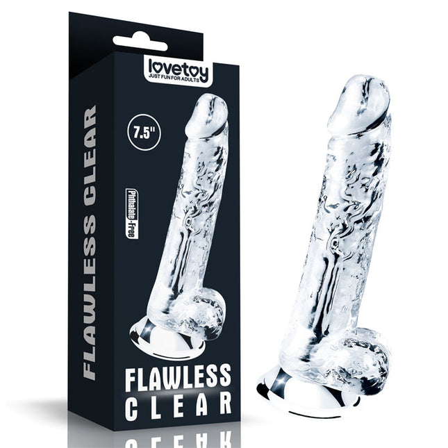 Flawless Clear Dildo 7.5 Inch Dildo - Clear with Box Love Toy