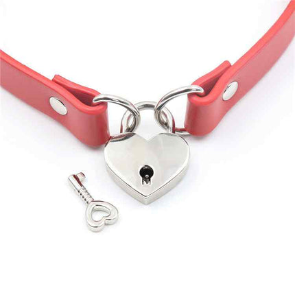 Love Heart Pendant Choker in Red