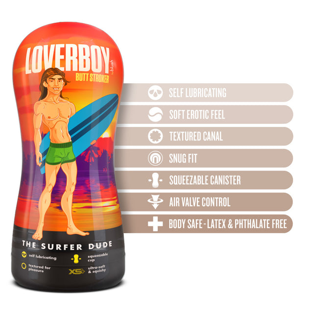 Loverboy The Surfer Dude - Flesh Male Ass Stroker Product Features